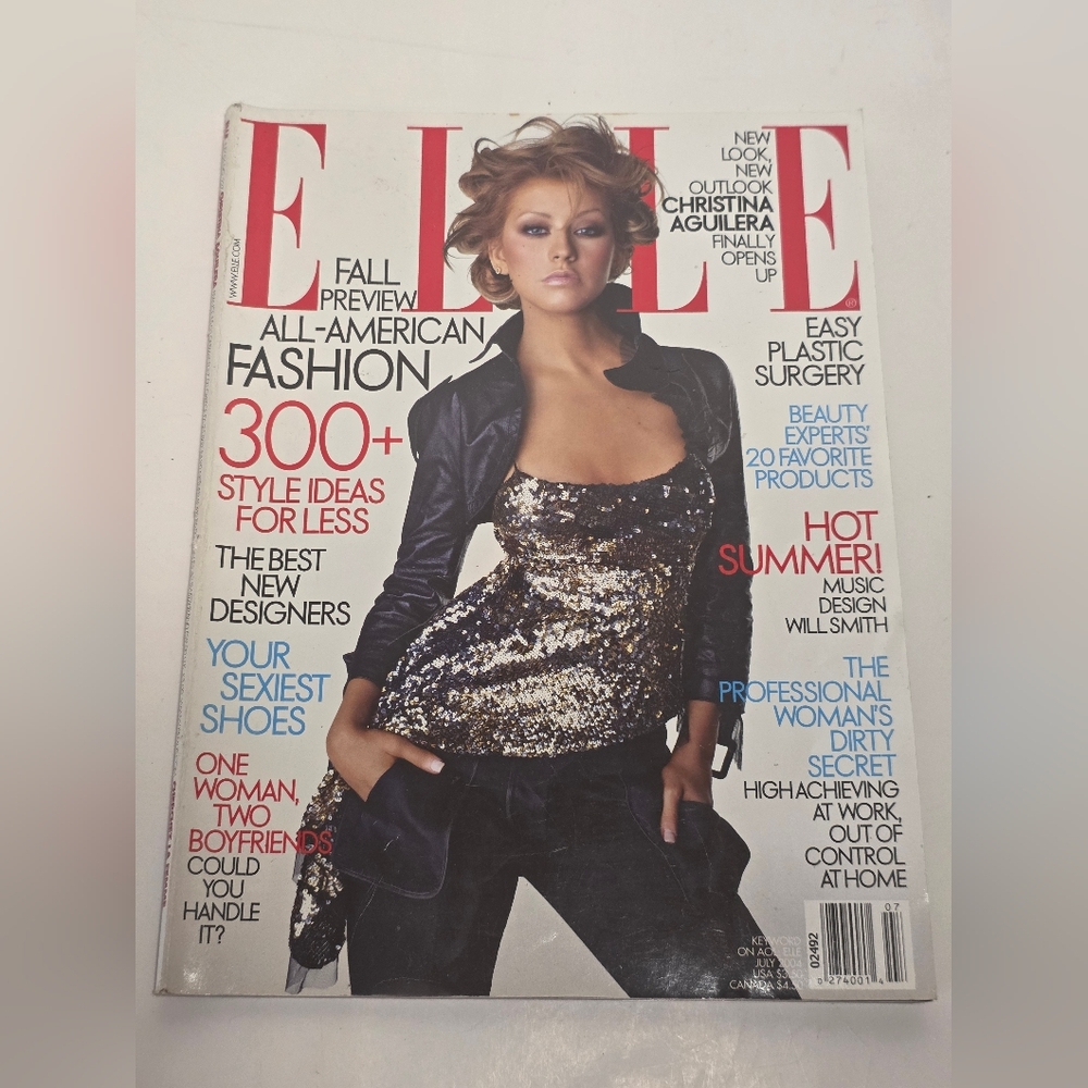 ELLE Magazine July 2004 Christina Aguilera Cover Lancôme Juicy Tubes Ad